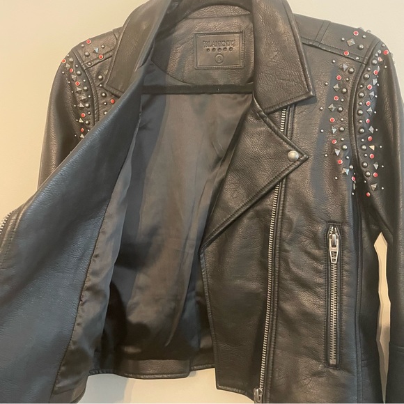 BLANK NYC Faux Leather Studded Moto Jacket - Black Size S - Picture 6 of 13